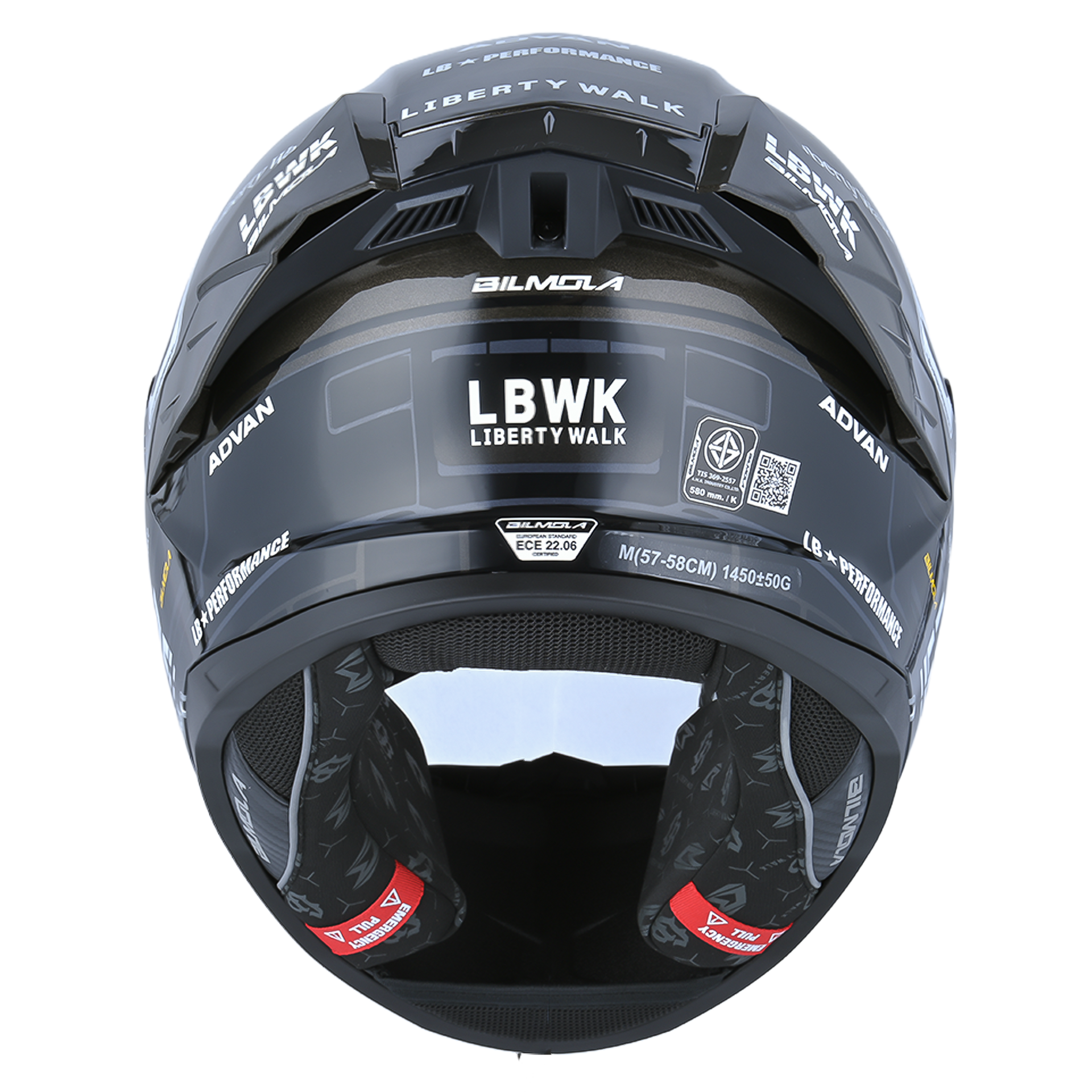 Rear View of Bilmola NexR Black R34 Motorcycle Helmet