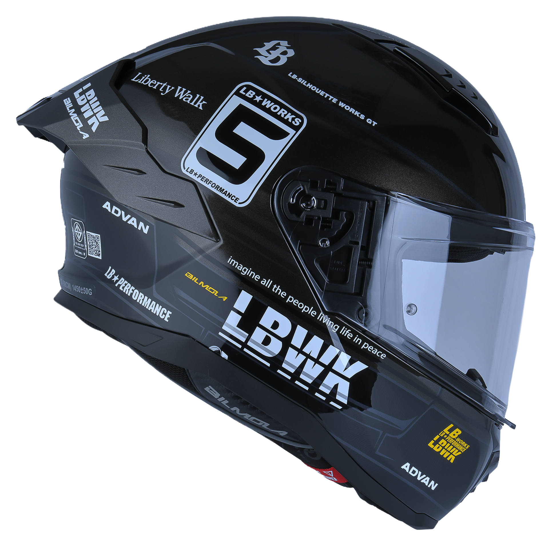 Right Side View of Bilmola NexR Black R34 Motorcycle Helmet