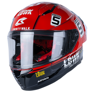 Front Left Quarter View of Bilmola NexR Red R34 Motorcycle Helmet