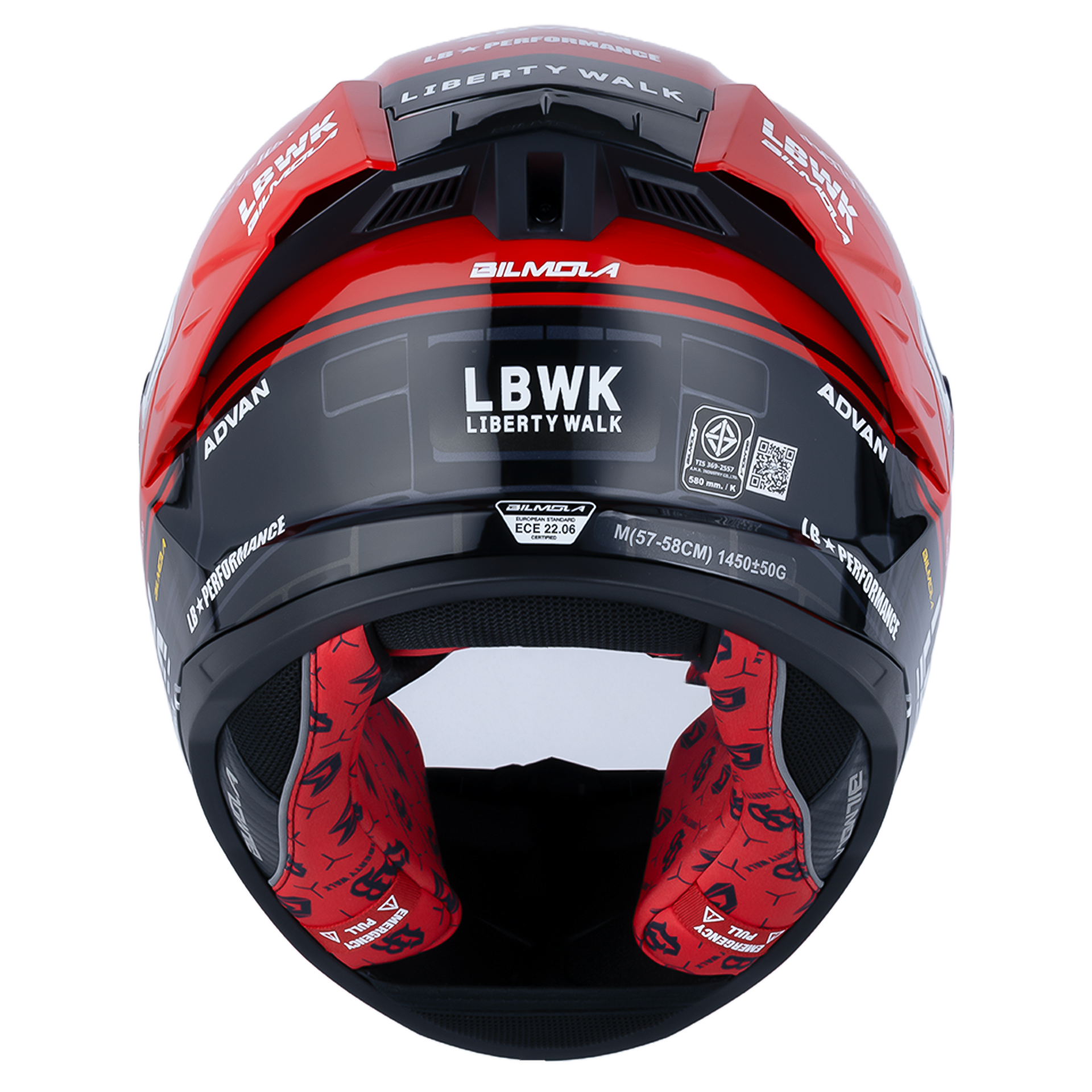 Rear View of Bilmola NexR Red R34 Motorcycle Helmet