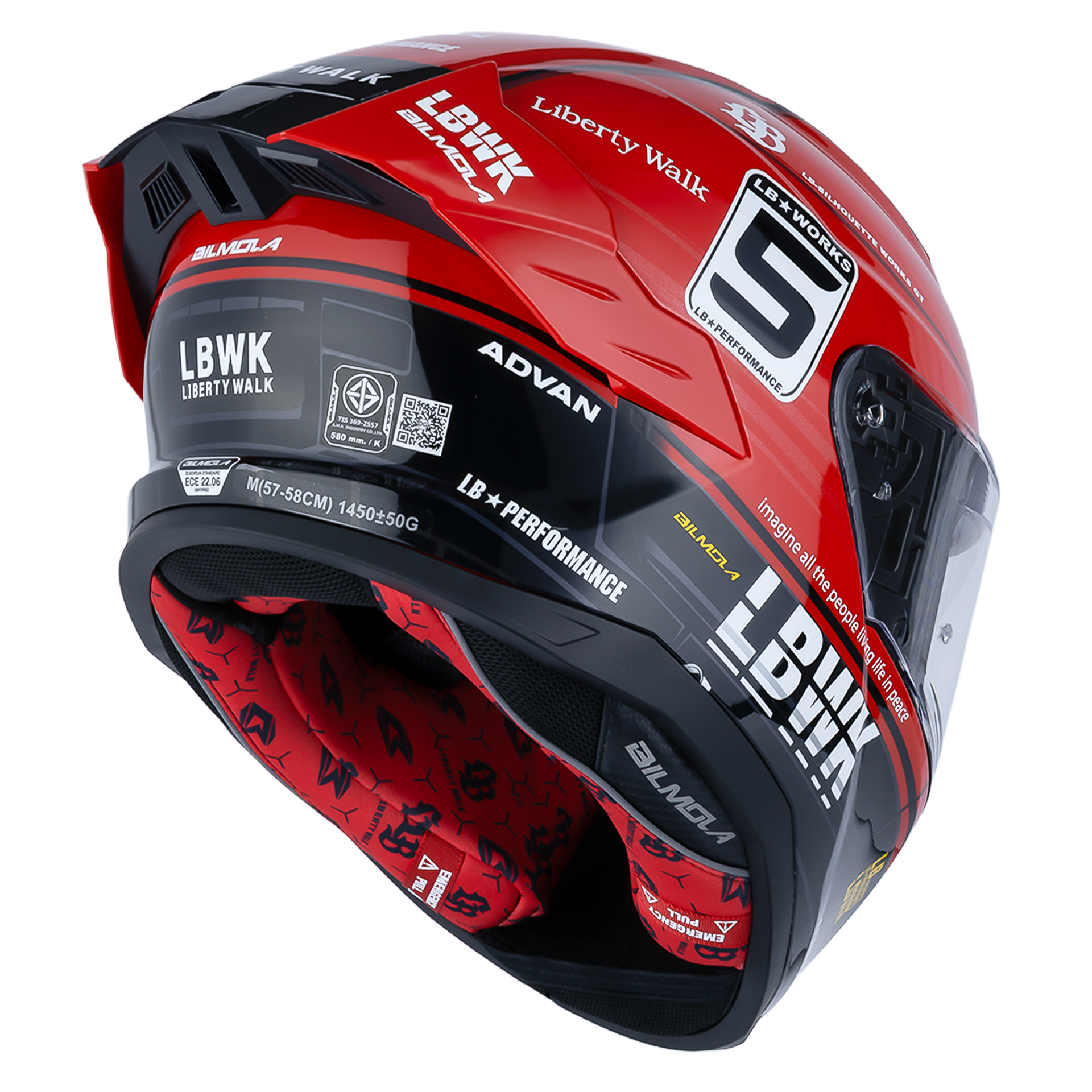 Right Rear Quarter View of Bilmola NexR Red R34 Motorcycle Helmet