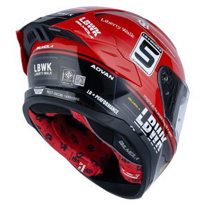 Right Rear Quarter View of Bilmola NexR Red R34 Motorcycle Helmet